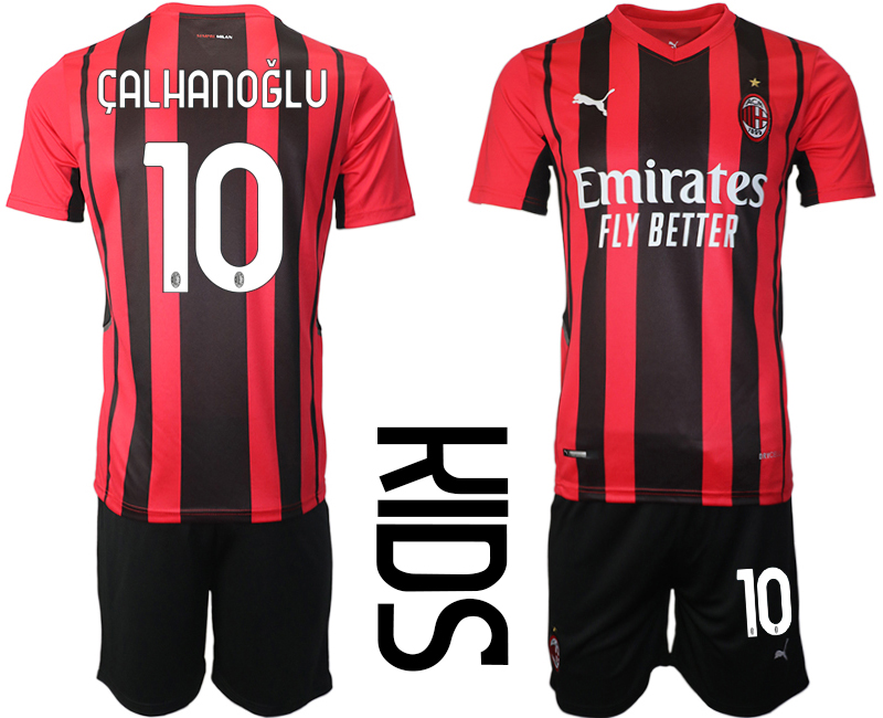 Youth 2021-2022 Club AC milan home red #10 Soccer Jersey->customized soccer jersey->Custom Jersey
